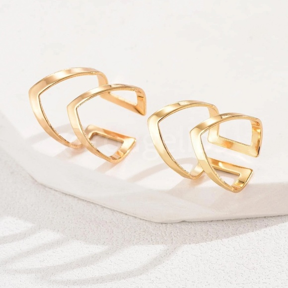 2 pcs Yellow Gold Tone Ring Set Iron Fashion Jewelry - Picture 4 of 5